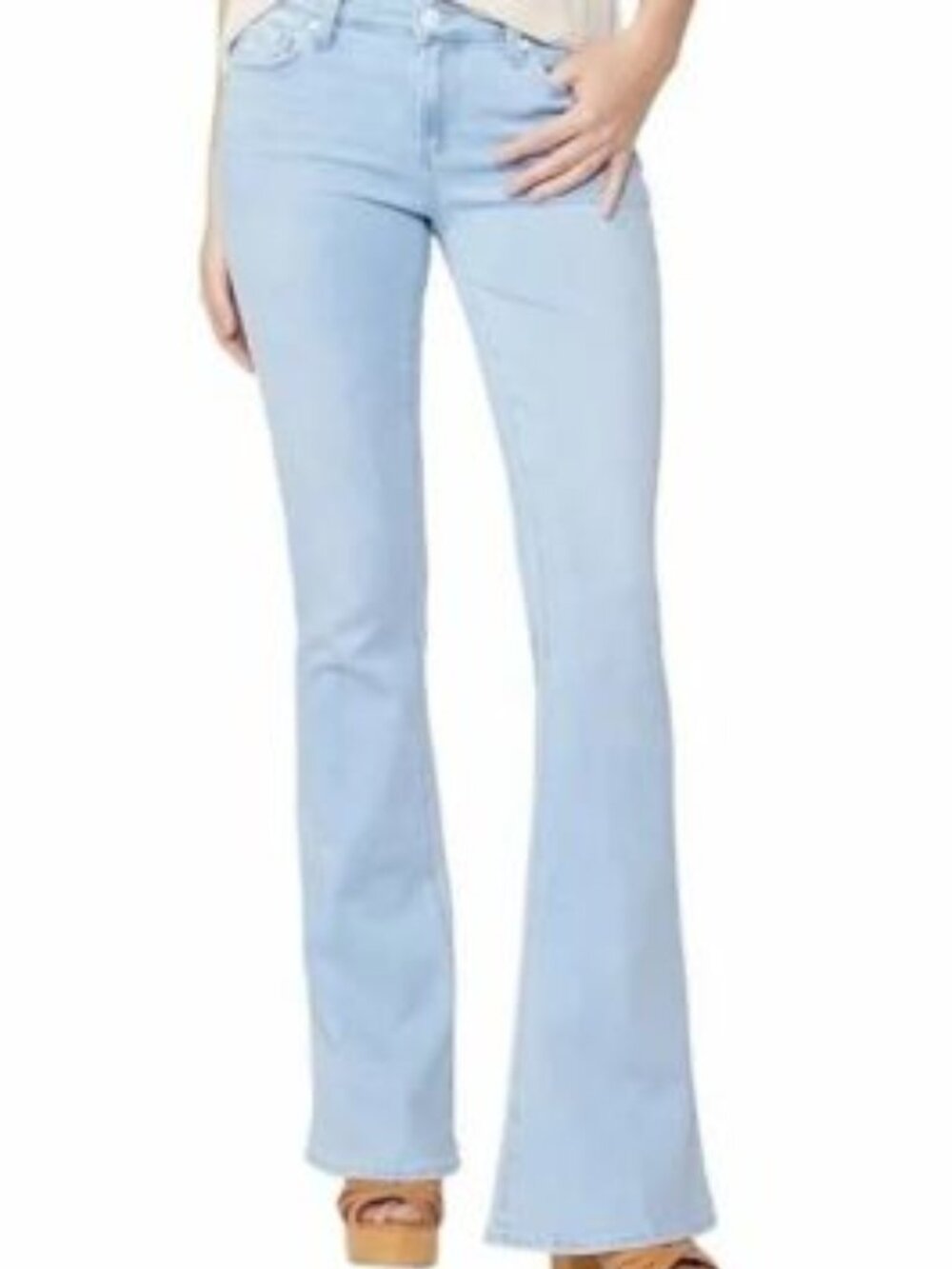 Paige Lou Lou Mid Rise Flare in Sunbleached Distressed Pants Flare Womens 27
